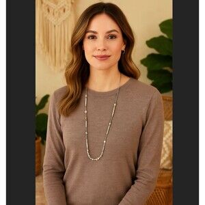 J. Jill Beaded Necklace Mixed Metal Pearl Silver Gold Tone Glass Modern Boho NWT